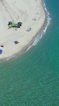 Drone View Possidi Cape Beach Halkidiki Greece Turquoise Sea Summer Day