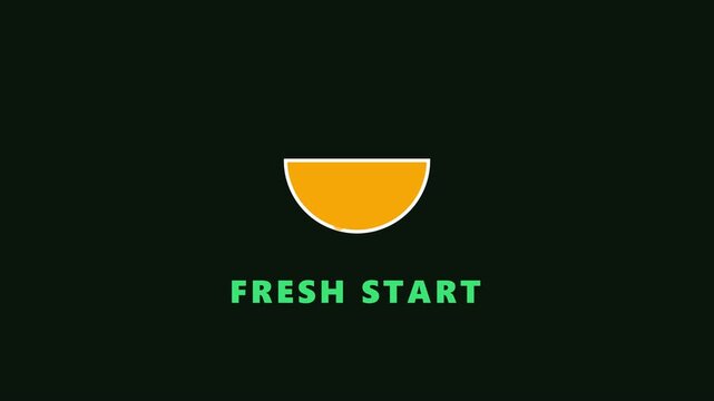 Fresh start minimalist motion animation with orange semicircle 4k