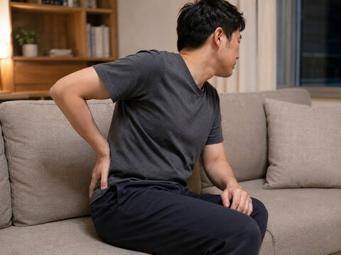 Lower Back Pain After Prolonged Sitting on a Sofa at Home