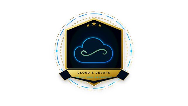 Cloud and DevOps Logo Animation with Neon Style Graphic Emblem for Modern Technology Branding