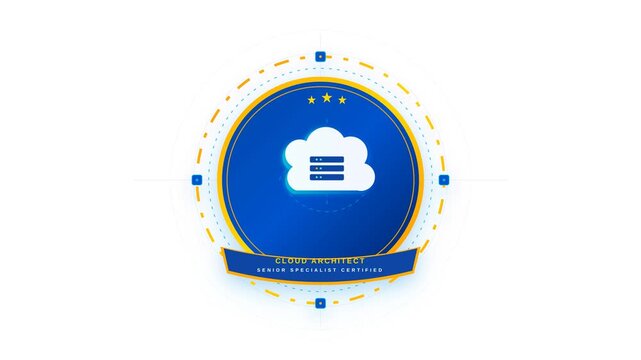 Cloud Architect Senior Specialist Certified Badge Digital Emblem with Abstract Modern UI Graphics