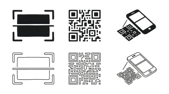 Qr code scanning with smartphone illustration
