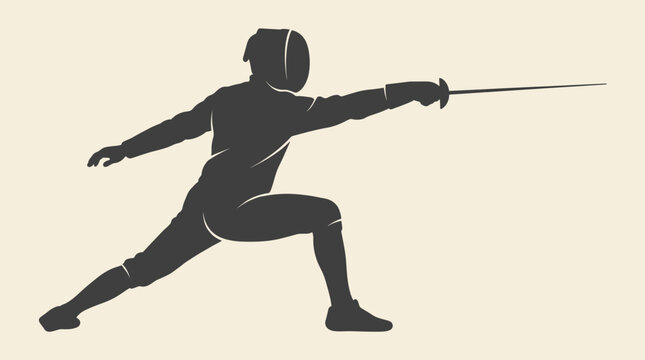 Fencer Lunge Silhouette Vector Illustration