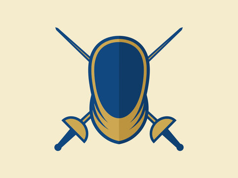 Fencing Mask and Crossed Epee Emblem