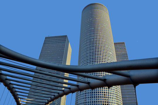 TEL AVIV ISRAEL: Azrieli Center is a complex of skyscrapers. The center was originally designed by Israeli-American architect Eli Attia and after developer of the center David Azrieli