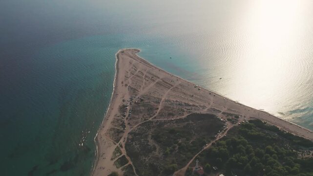 Sunset Beach Possidi Cape Halkidiki Greece Drone Aerial View