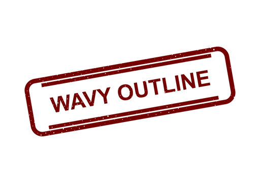 Wavy red outline stamp with text saying wavy outline illustration