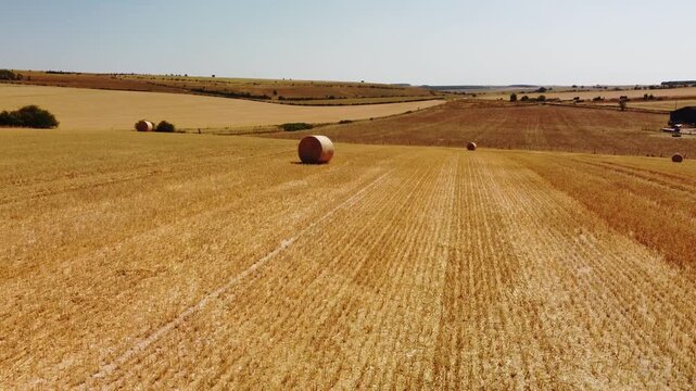 Flight over dangerously dry harvested fields in Wiltshire.  High summer