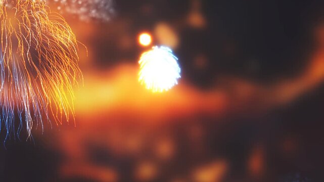 3D Render A captivating 3D render video showcasing a dynamic and vibrant fireworks display against a dark