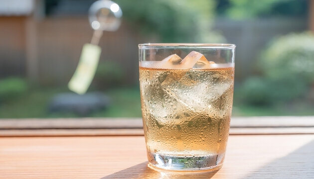 Refreshing Iced Tea with Condensation by Window