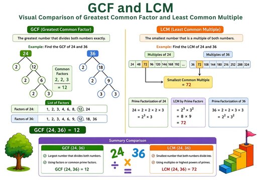 GCF and LCM Explained Through Prime Factor Trees and Number Relationships