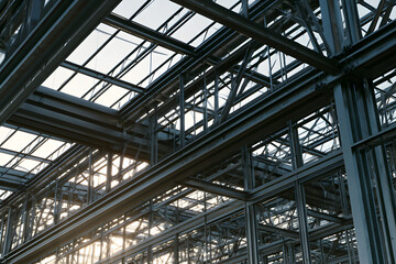 Fototapeta premium The industrial building's steel structure.