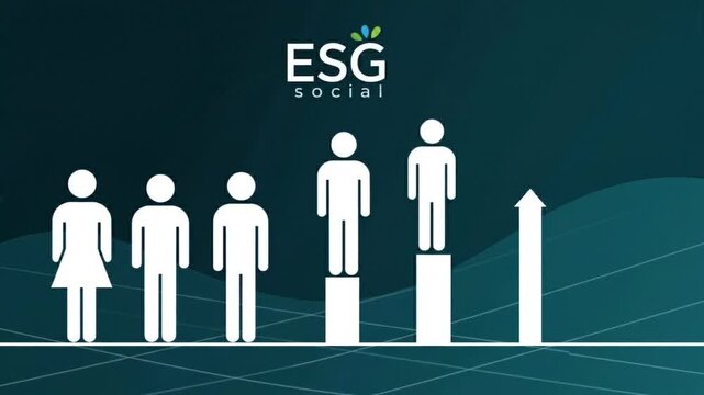ESG social business growth animation with people icons and charts