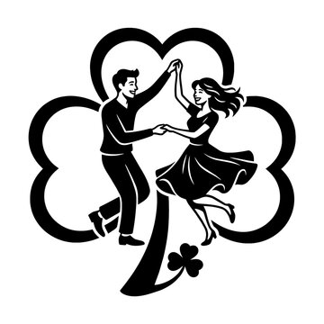Couple dancing inside a shamrock outline
