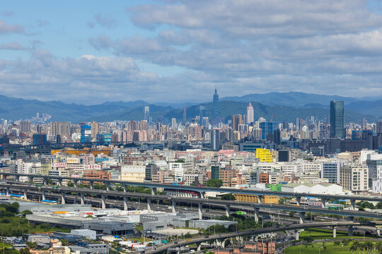 Elevated highway and urban view in Taipei