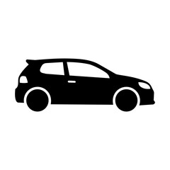 Fototapeta premium Black and white vector icon of a modern hatchback car silhouette, perfect for automotive and transport design concepts