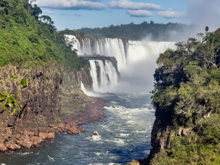 Tour Boat Approaching Powerful Waterfall Wall © Antonino Visalli