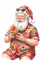 Fototapeta premium Tropical Santa in Hawaiian Shirt.svg