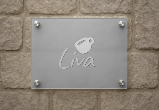 Cafe Sign Mockup On Stone Wall PSD