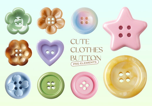 Colorful Buttons In Various Shapes Design Set