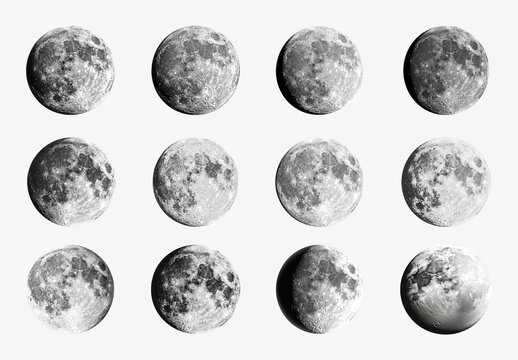 Phases Of The Moon Illustrated Element Set