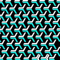Fototapete 3D 3D Geometric Optical Illusion Pattern with Black White and Cyan Cubes  © Yek yagil