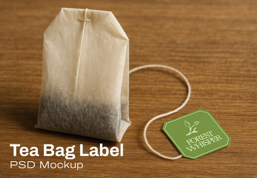 Realistic Tea Bag Label Mockup PSD