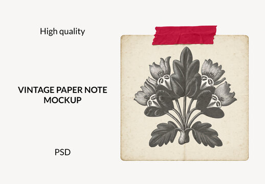 Vintage Floral Paper Mockup PSD