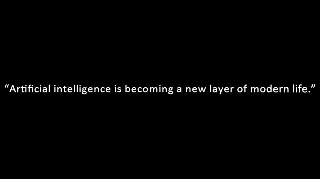 Artificial intelligence quote on a solid black background highlights the integration of modern digital technology into daily human life.
