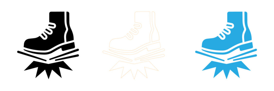 Set of rocket boots icons featuring solid and outline styles for futuristic footwear and space travel concepts