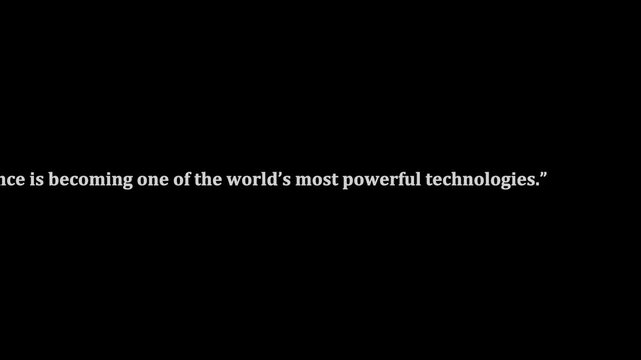 Incomplete sentence about technology stating 'nce is becoming one of the world's most powerful technologies' is written on a dark background.