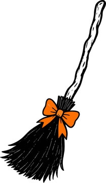 Witch broomstick sweep broom halloween clipart