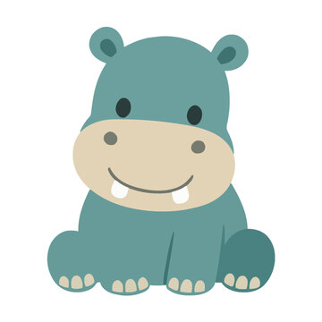 Cute Baby Hippo Simple Clipart