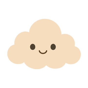 Cute Smiling Cloud Chunky Flat Clipart