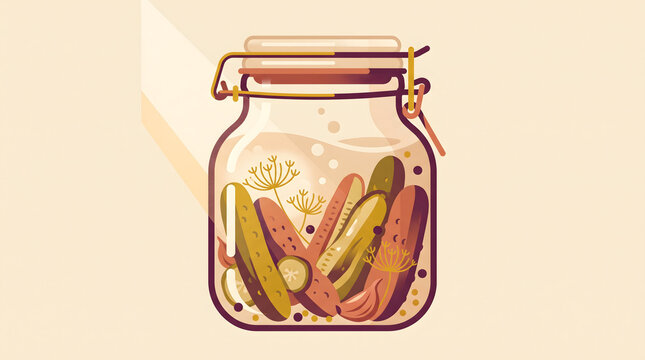 Pickles in a jar illustration flat design