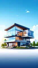 Fototapeta premium Modern two story wooden house with wrap around deck.