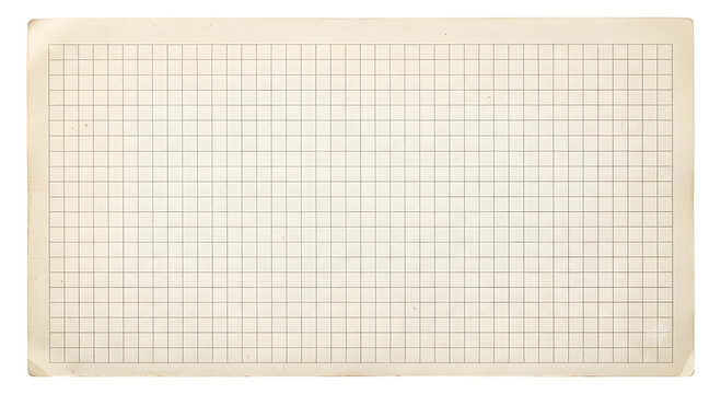 Blank vintage-style graph paper with grid lines isolated on a black background