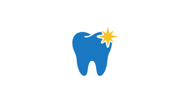 Clean Dental Care Icon With Sparkling Effect