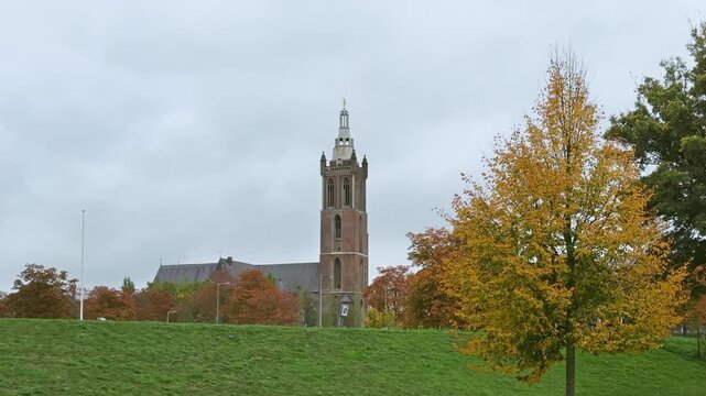 St Christophers Cathedral Roermond Netherlands during autumn
