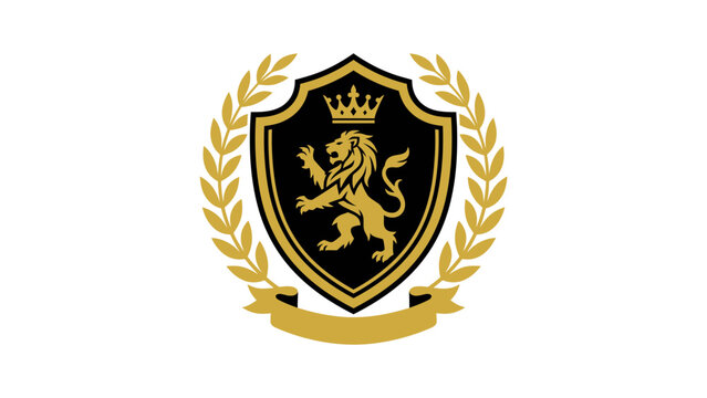 Luxury Crest Logo With Lion And Crown Emblem