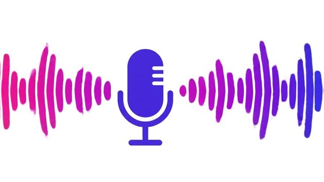 Minimalist microphone icon voice assistant recording active motion graphic on solid white background
