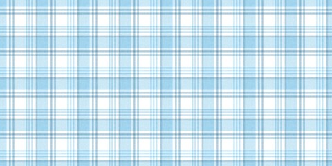 Seamless light blue and white checkered plaid textile texture pattern background, ideal for fabric, wallpaper, or design projects.