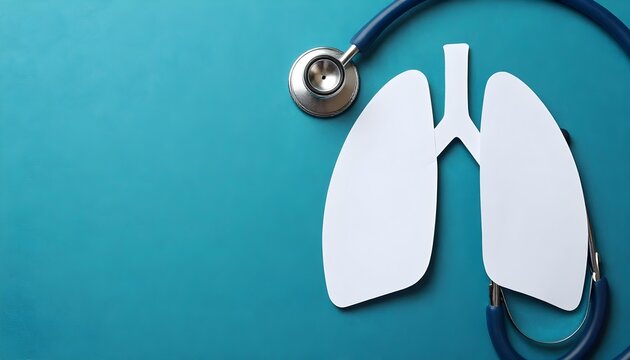 Lungs and a stethoscope against a blue backdrop, highlighting Pulmonary Fibrosis Awareness Month and the message of hope