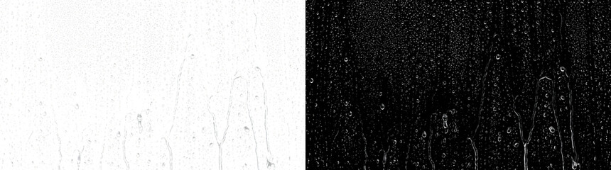 Glass Condensation covering dark glass with tiny droplets and thin trickles for design in PNG, Transparent and Black Background Versions © Imran