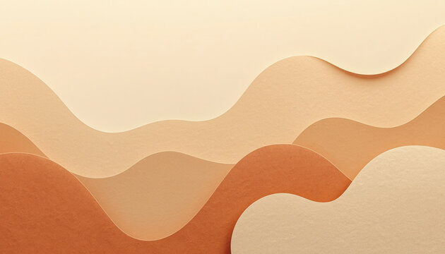 Abstract Paper Texture Layered Cutout Beige Terracotta Organic Banner Background