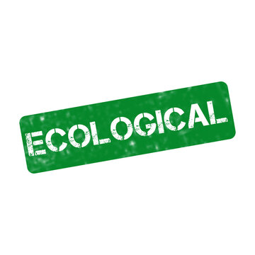 Ecological green rubber stamp, distressed environmental label, eco friendly grunge icon for sustainable packaging and marketing