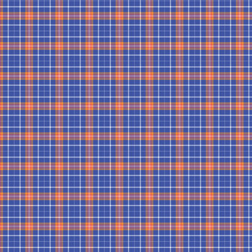 Blue and Orange Plaid Pattern Seamless Background