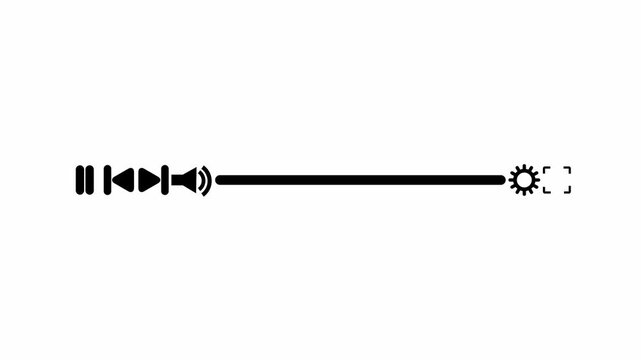 Modern Audio Player Interface Animation with Playback Controls and Volume Slider on White Background