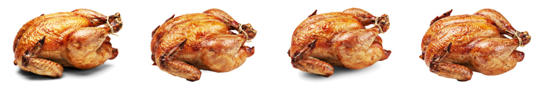 Whole roasted chicken set on transparent background