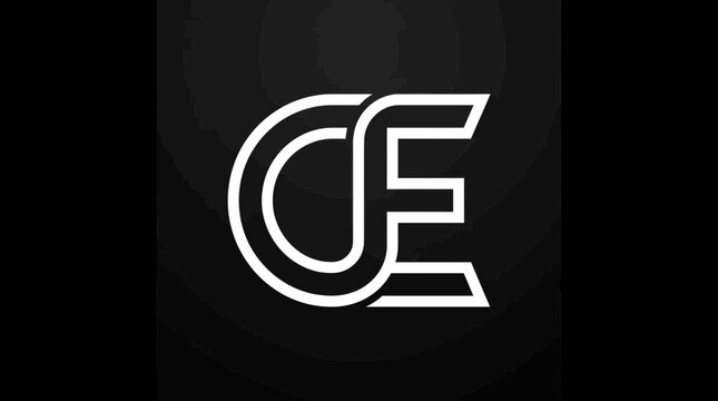 Geometric white monogram letter CE logo.